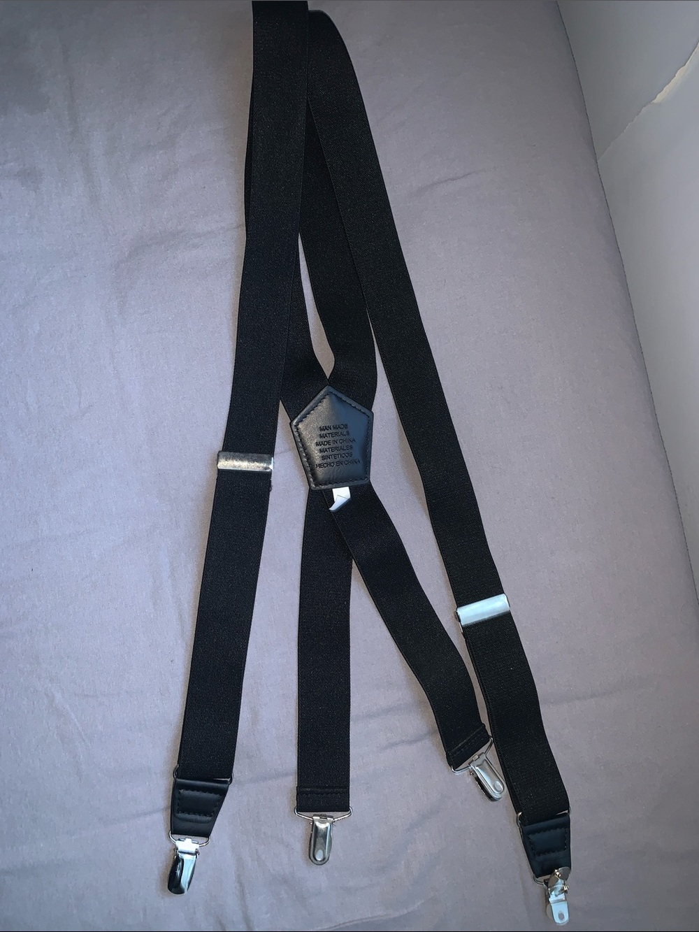 Black Men's Elastic Clip Suspenders